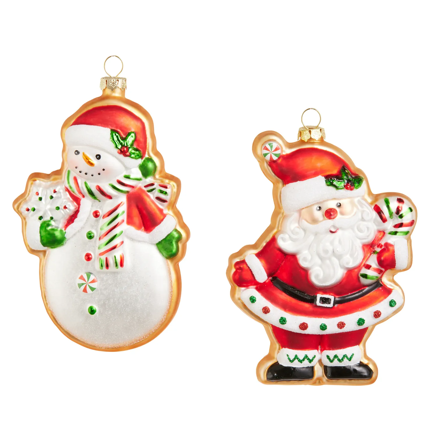 Gingerbread Santa Glass Ornament 5" - 2 Styles - Sold Individually