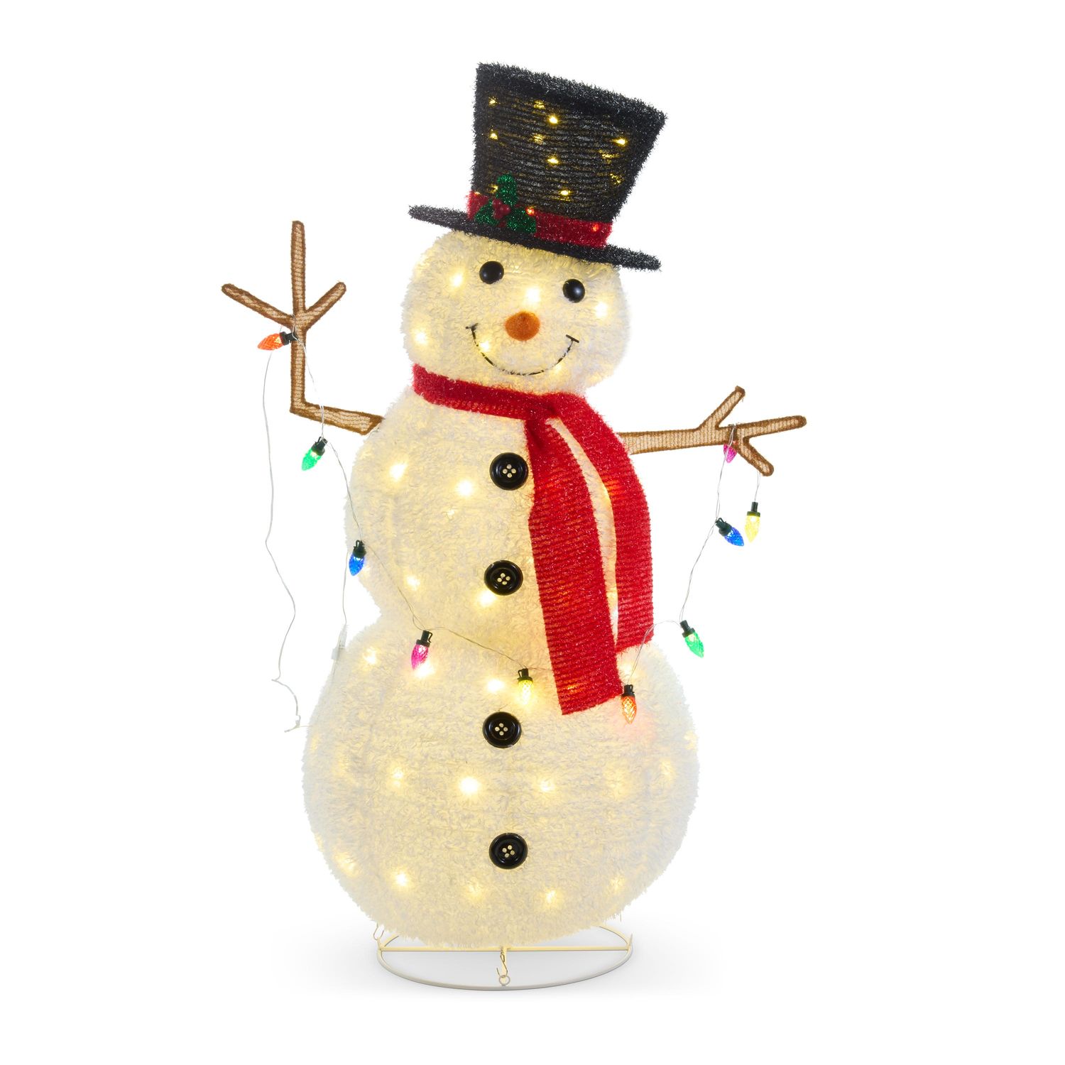 Lighted Top Hat Snowman 48"