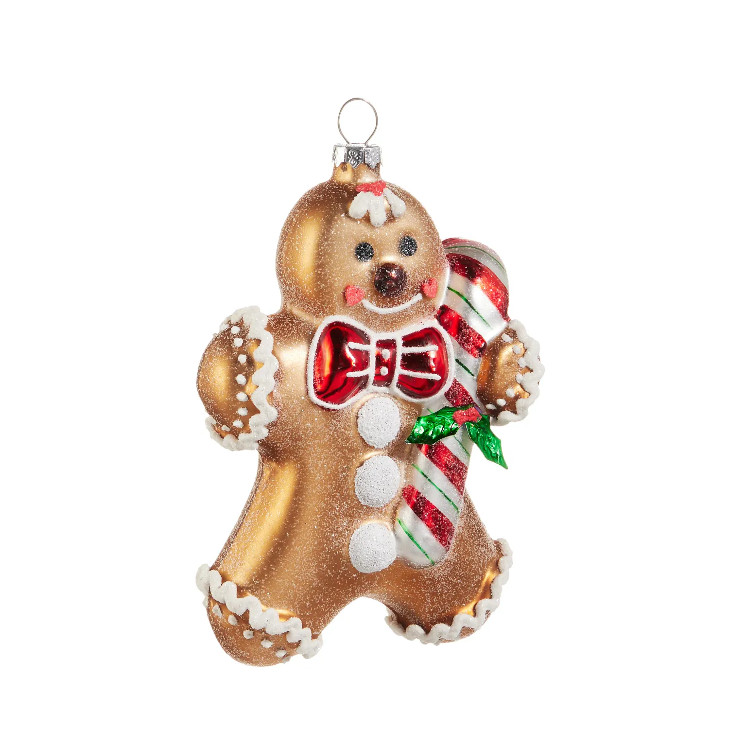 Gingerbread Man Glass Ornament 5"