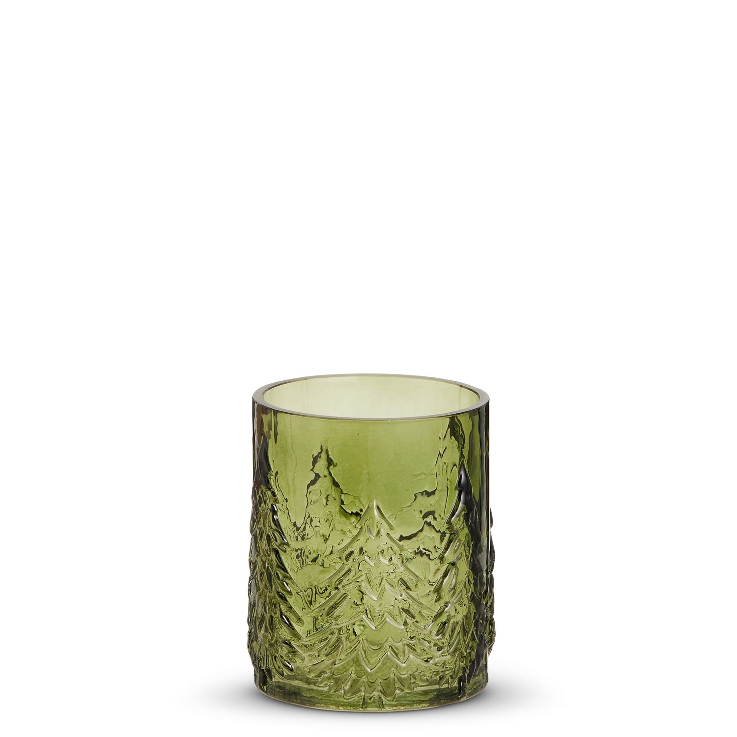 Green Glass Tree Container 5.5"