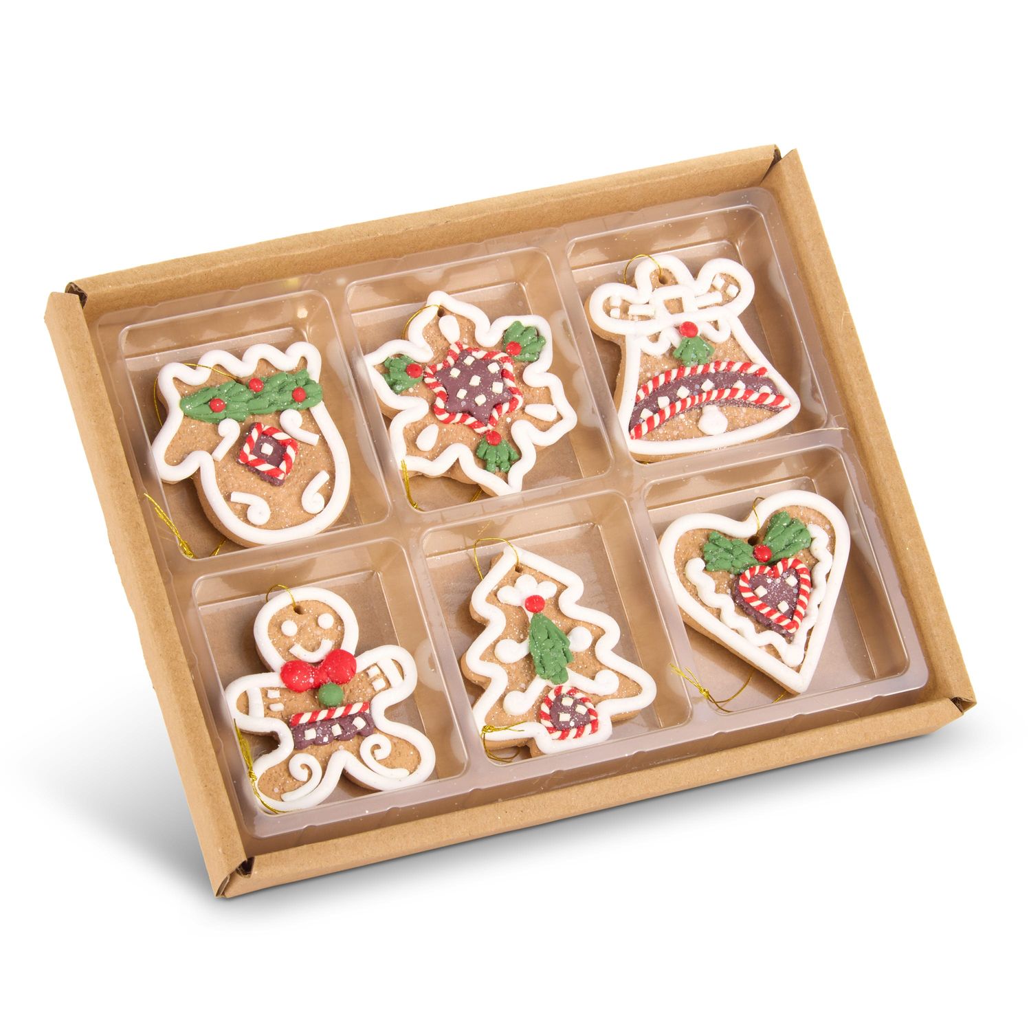 Mini Decorated Gingerbread Cookie Ornaments Set Of 6