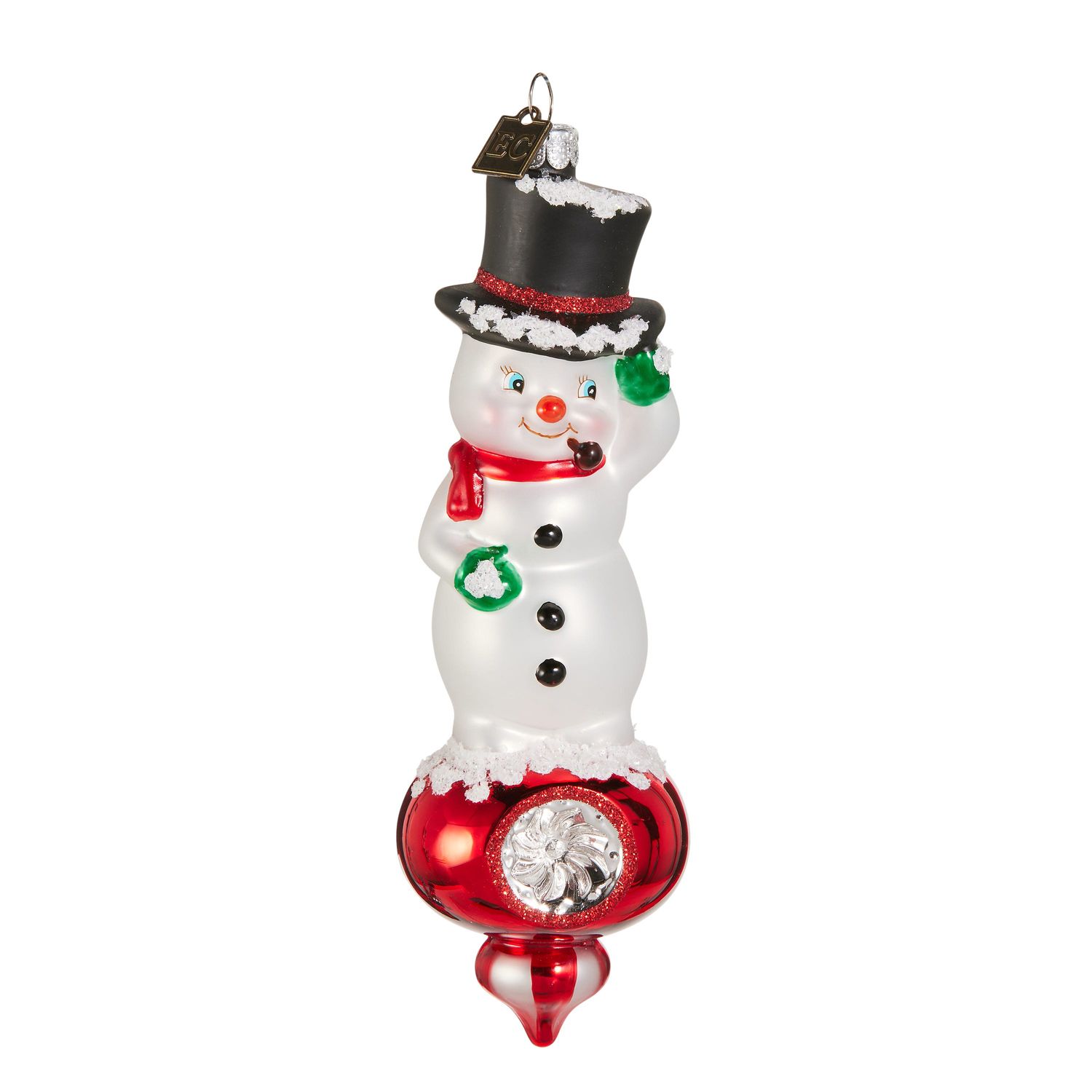 Howdy Snowman Reflector Ornament 7"