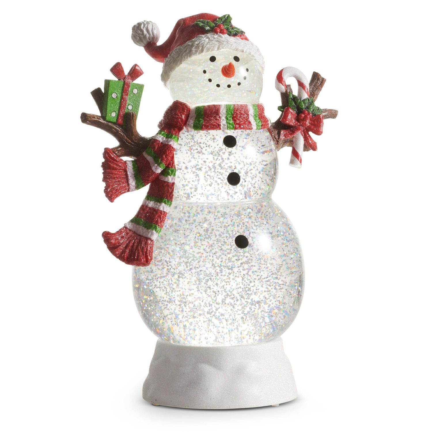 Water Lantern - Lit Swirling Glitter Snowman- 11"