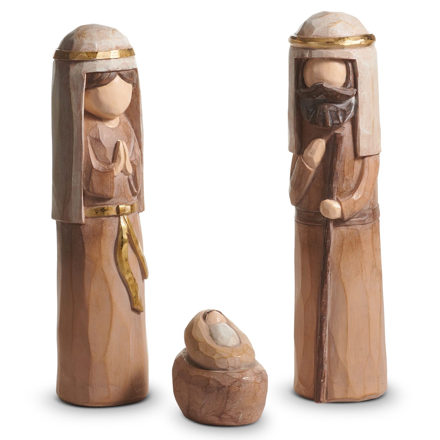 Resin Carved Holy Family 12" - Set Of 3 Pieces