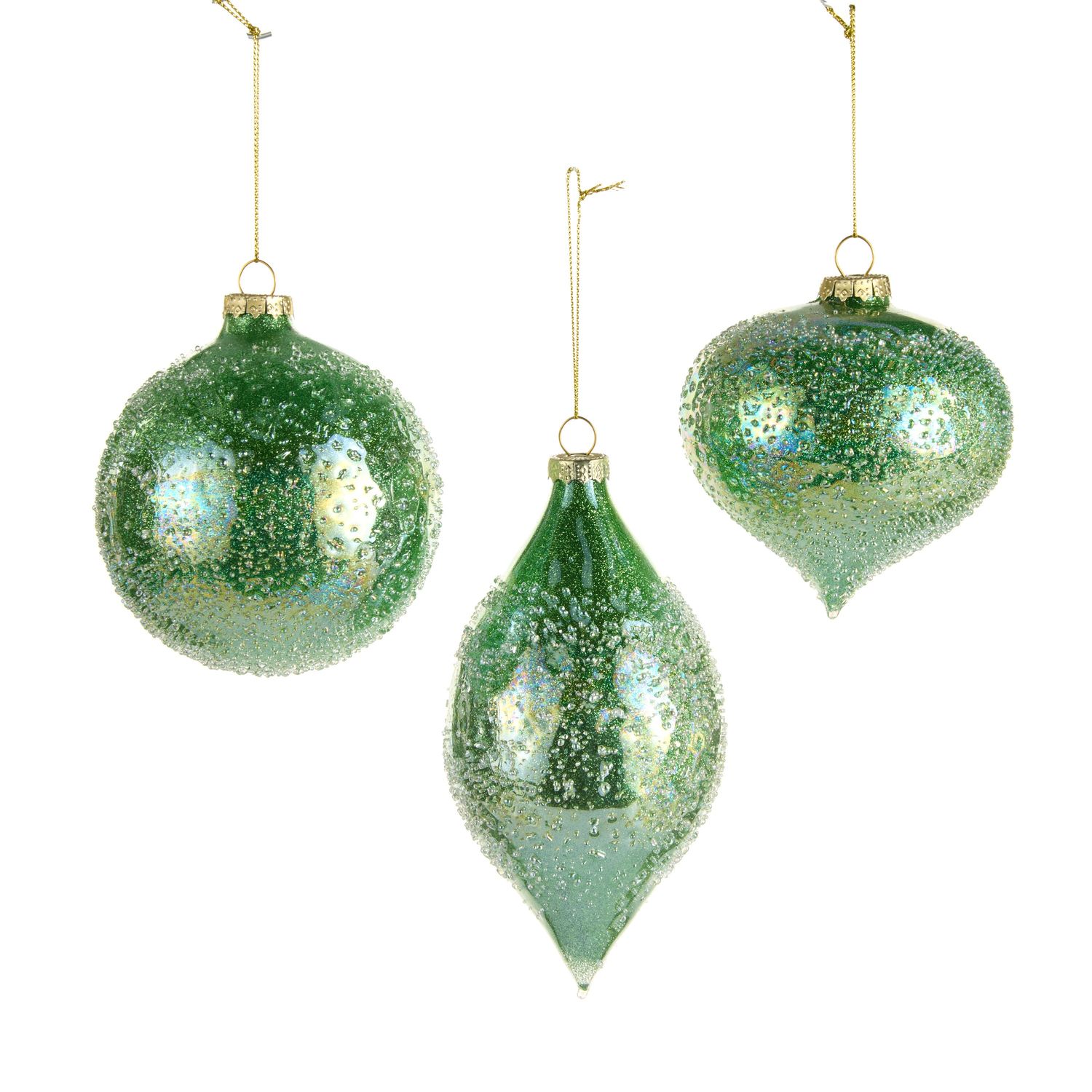 Light Green Iced Ornament 4" - 3 Styles - Sold Individually
