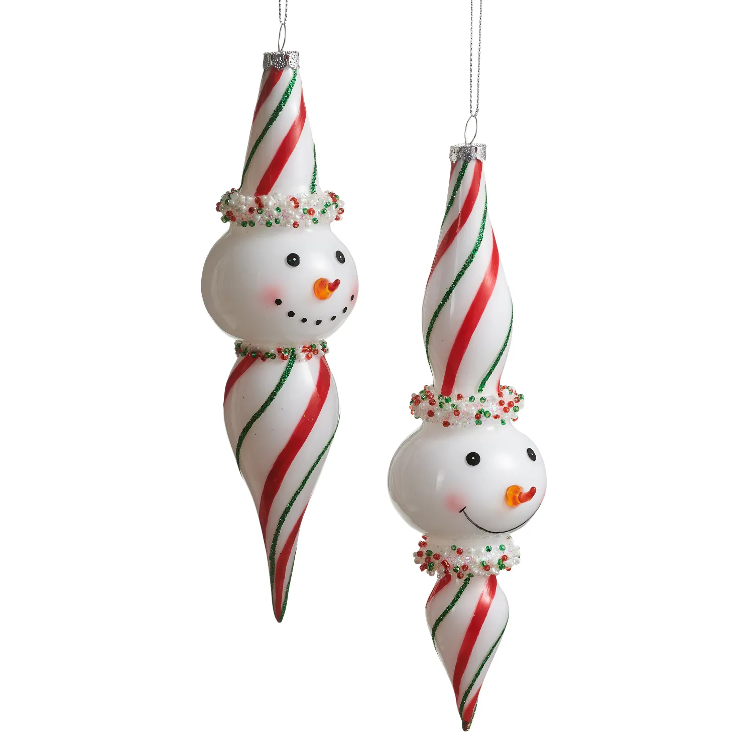 Candy Snowman Finial Ornament 8" - 2 Styles - Sold Individually