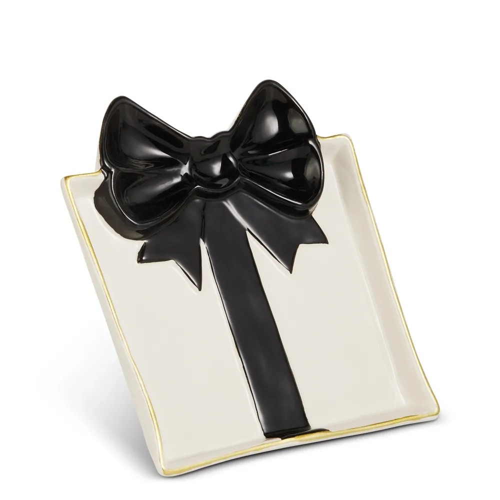 Black Bow Gift Plate 8"