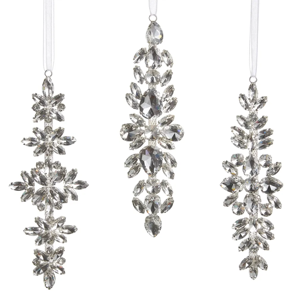Clear Jewel Drop Ornament 7" - 3 Styles - Sold Individually