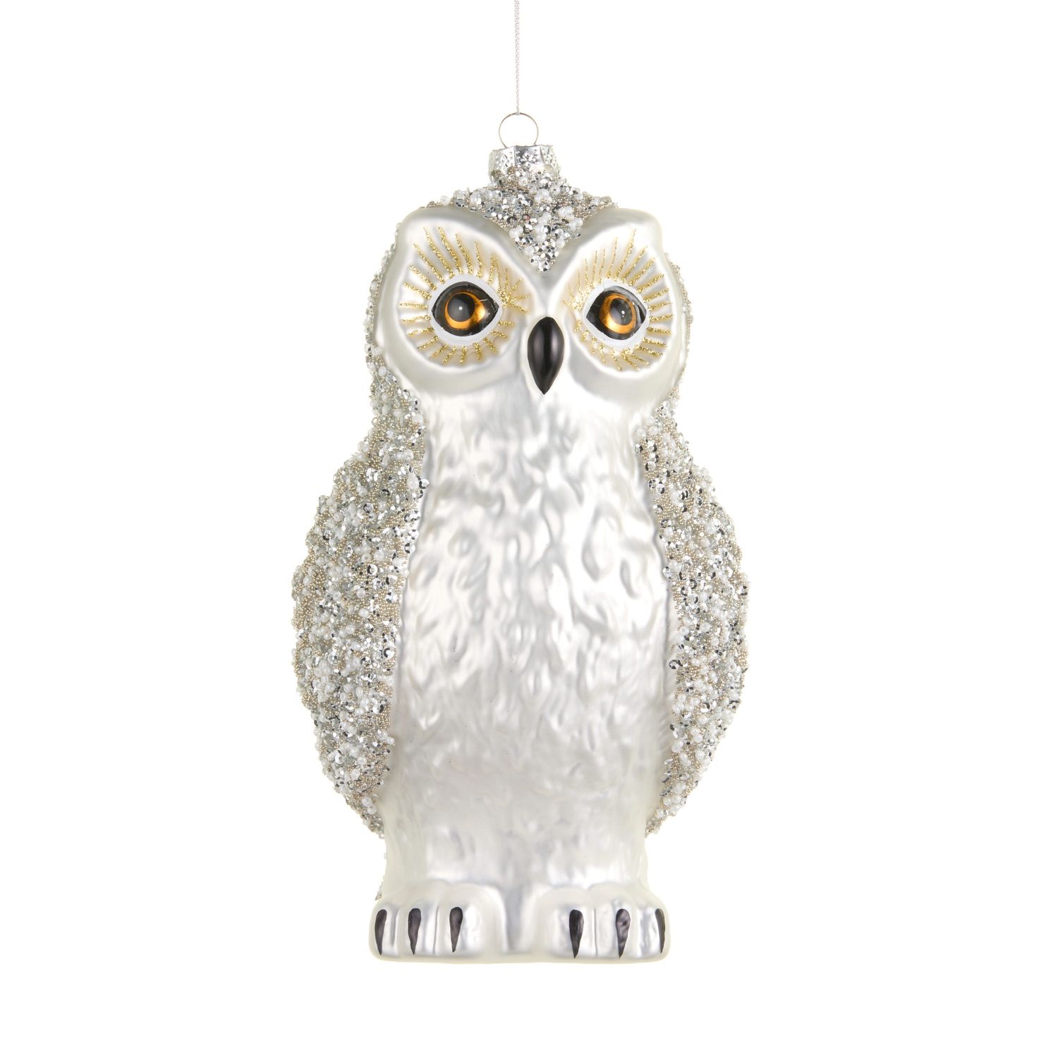 Snowy Winter Owl Ornament 9"
