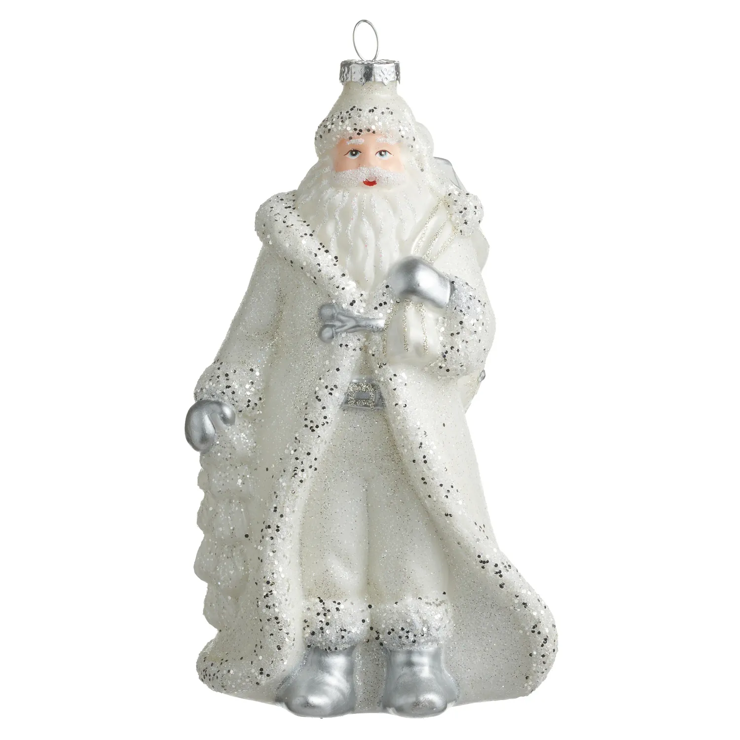 Arctic Glitter Santa Ornament 7"