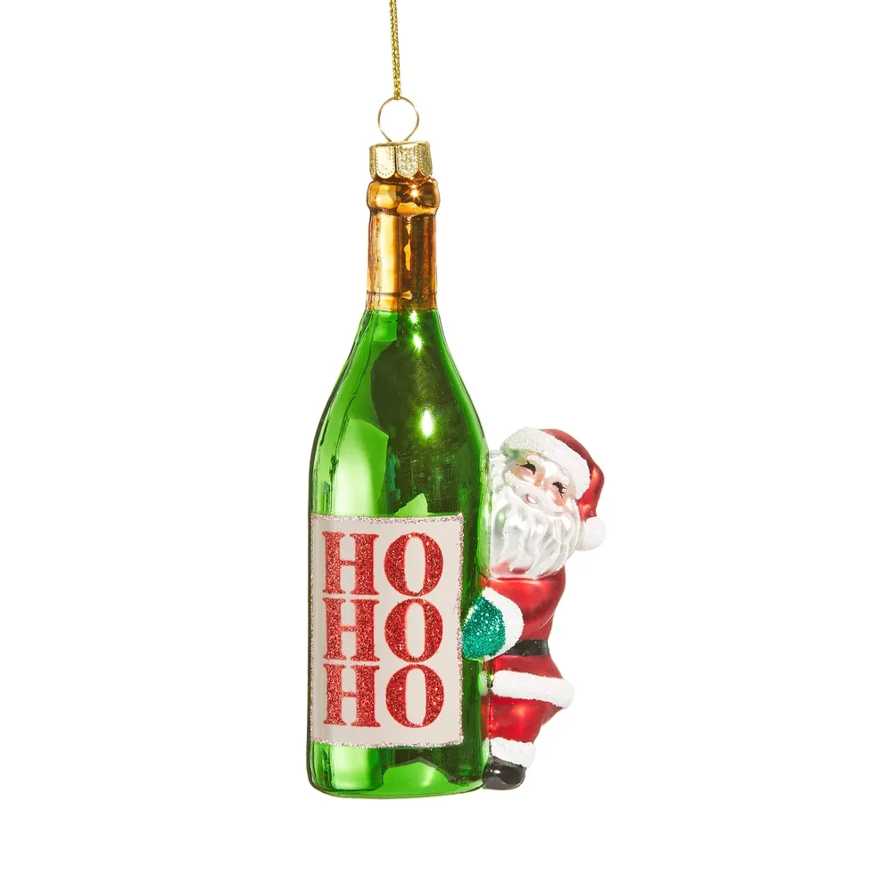 Bottled Christmas Cheer Glass Ornament 5"