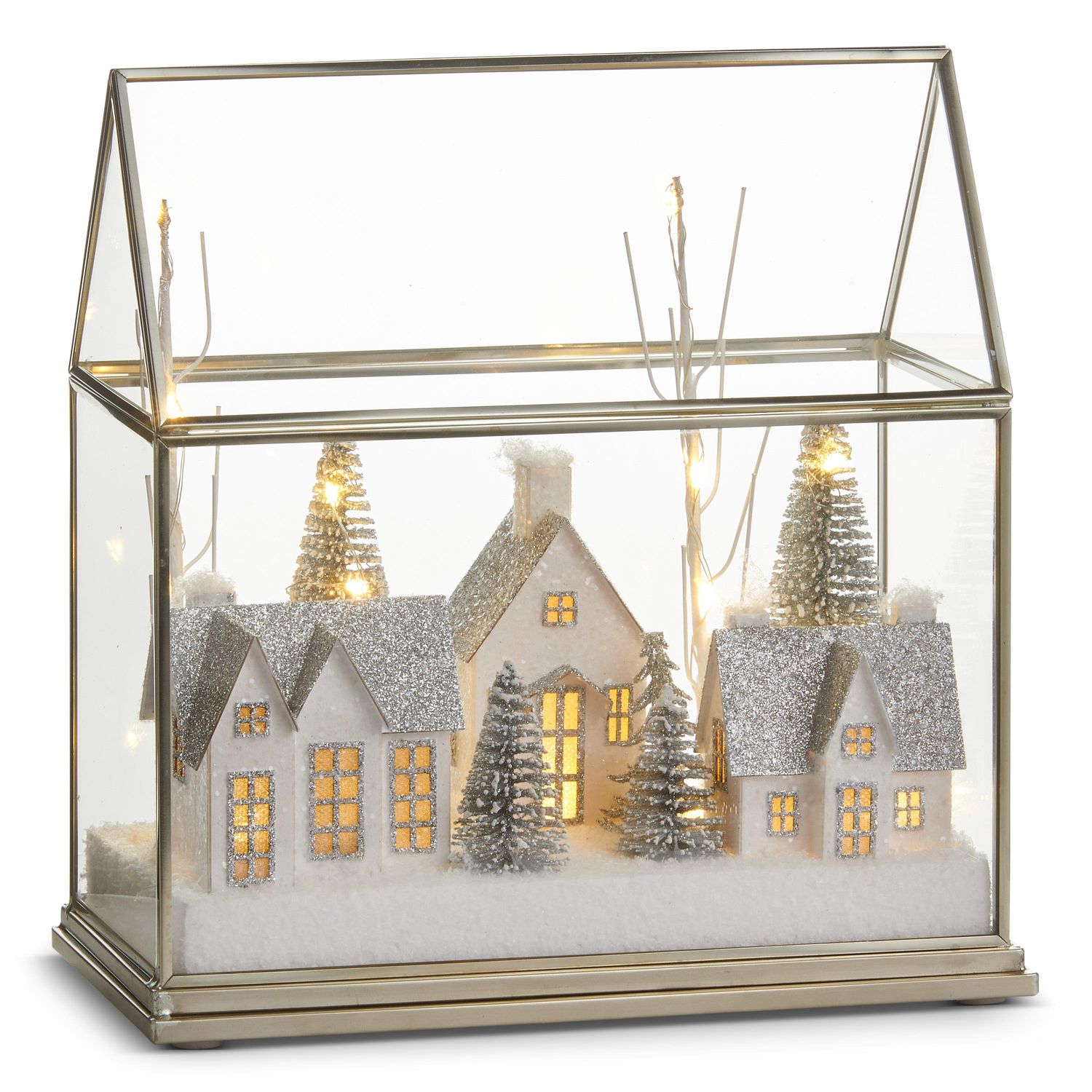 Snowy City Lighted Terrarium 9"