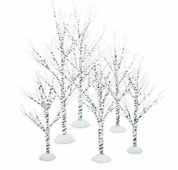 Dept. 56 Snow Village - Winter Birch Trees - Set Of 6