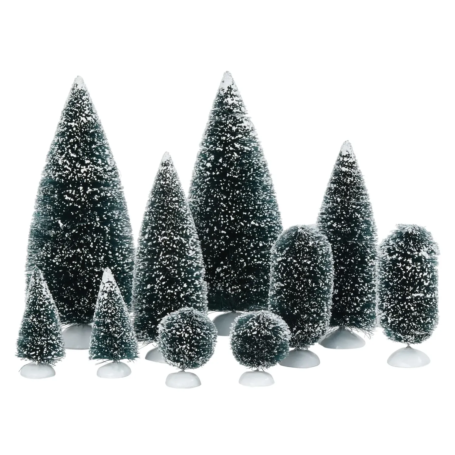 Dept. 56 Snow Village - Bag-O-Frosted Topiaries -Set Of 10