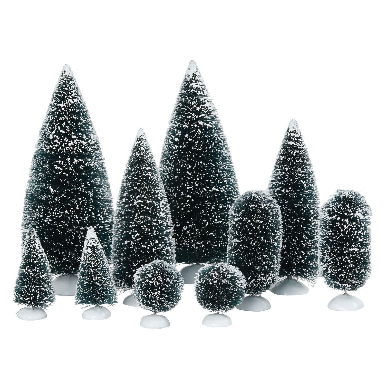 Dept. 56 Snow Village - Bag-O-Frosted Topiaries -Set Of 10