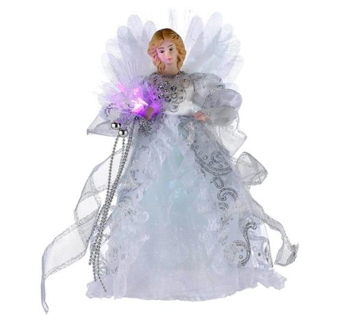 Tree Topper - 12" Fiber Optic Angel - White/Silver