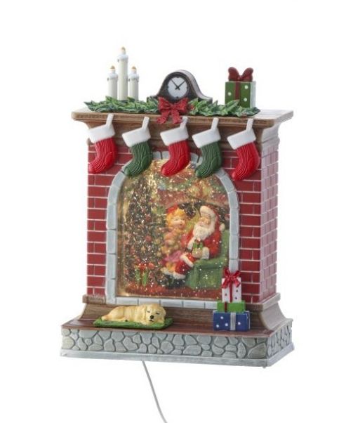 Stocking Fireplace Water Globe - 10"