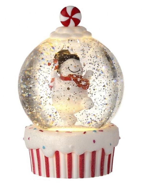 Snowman Cupcake Water Globe - Req 3AA,Usb Inc, 6 Hr Tmr