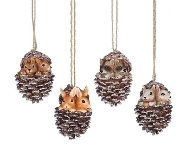 Animal In Pinecone Orn - 4 Styles