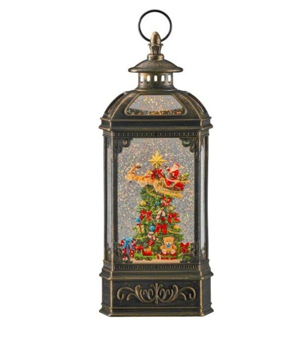 Santa Sleigh Water Lantern - 14.5" Led/3Aa/Timer/Usb