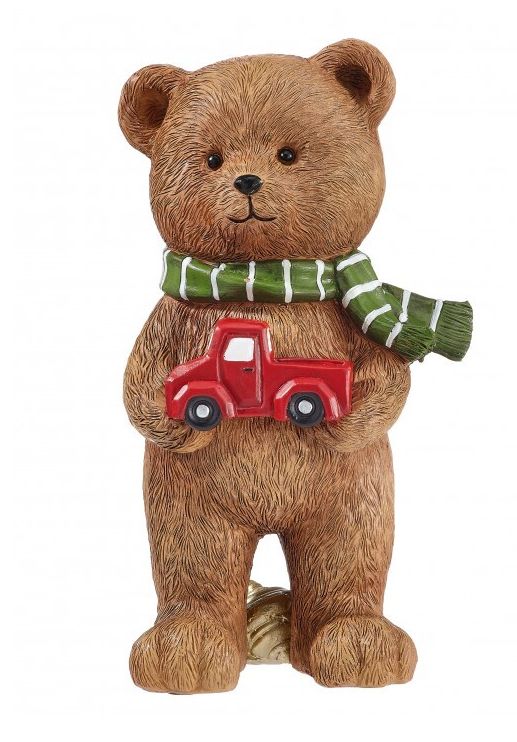 Resin Standing Bear W/ Toy Truck - 7"