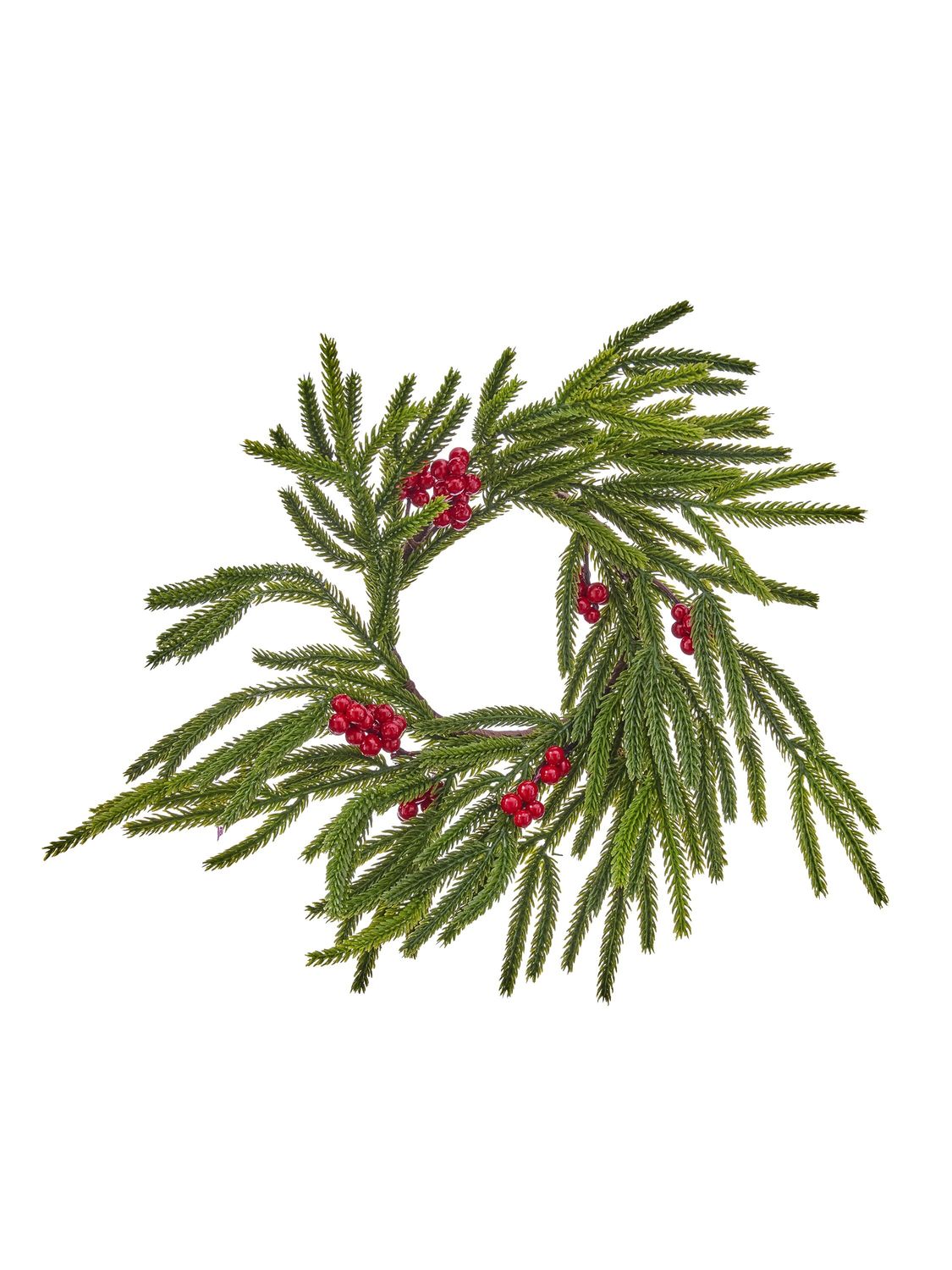 Real Touch Mini Norfolk Pine W/ Berry Candle Ring - 12"