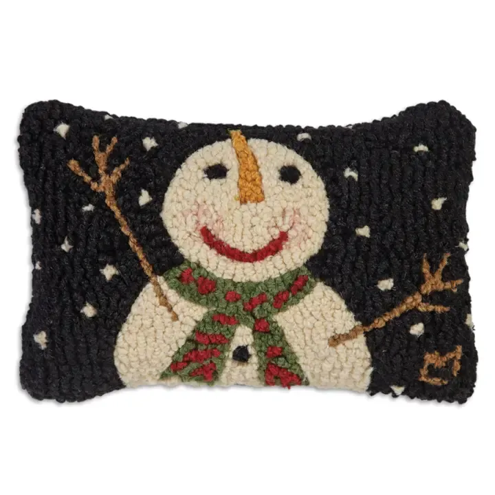 Hooked Pillow - 8" X 12" - Cheers Snowman W/ Flake
