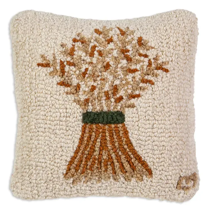 Hooked Pillow - 14" - Wheat Sheaf