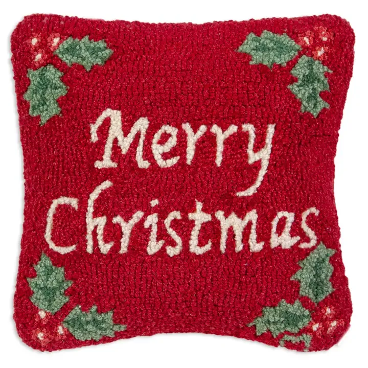 Hooked Pillow - 14" - Merry Christmas