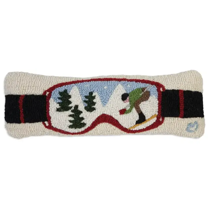 Hooked Pillow - 8" X 24" - Ski Goggles