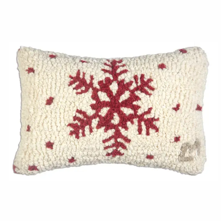 Hooked Pillow - 8" X 12" - Red Flake