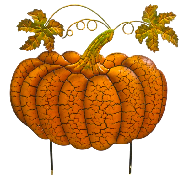 Garden Stake - Orange Crackle Pumpkin - 18" X 13"