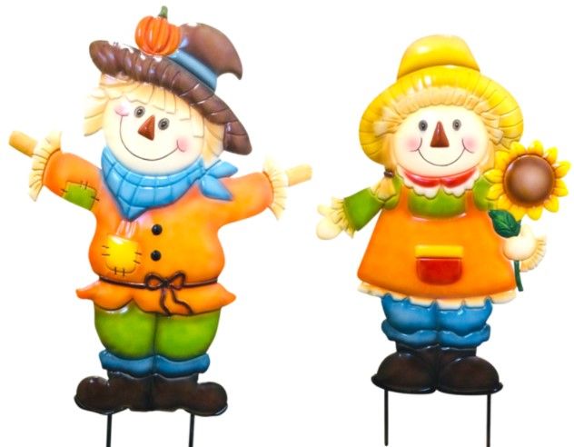 Garden Stake - Cute Scarecrow - 35" X 20" - 2 Styles - Sold Individually