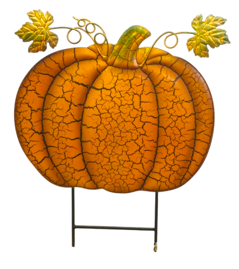 Garden Stake - Orange Crackle Pumpkin - 18" X 12"