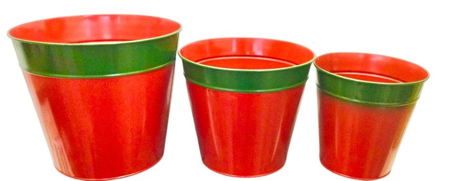 Planter Bucket - 7.5"- 9.5"- 11.5" - Red And Green