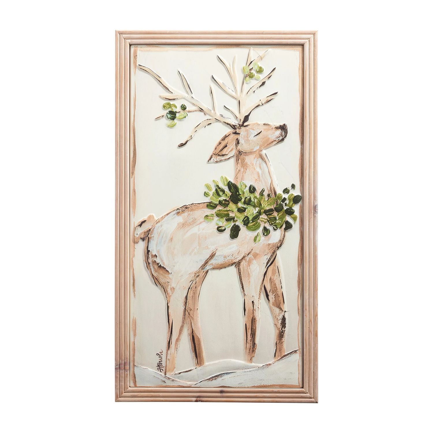 Deer Stamped Metal Framed Wall Art - 13.75" X 25.25" - 2 Styles - Sold Individually