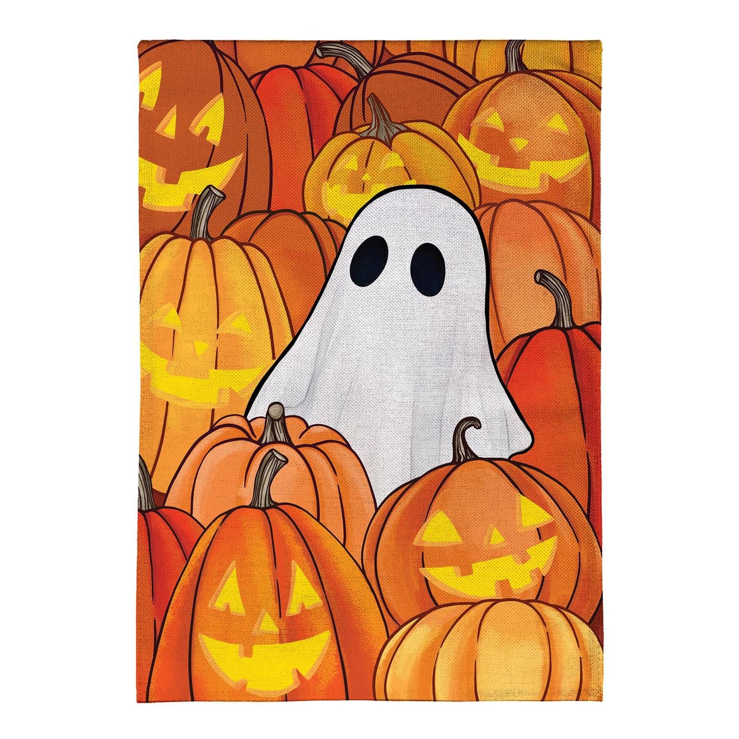 Burlap Garden Flag - Pumpkin Patch Ghost