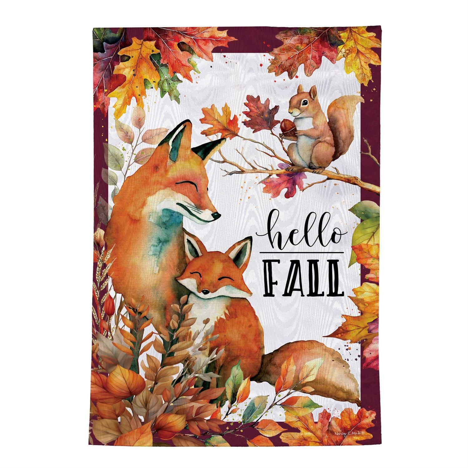 Moire Garden Flag - Fox Family