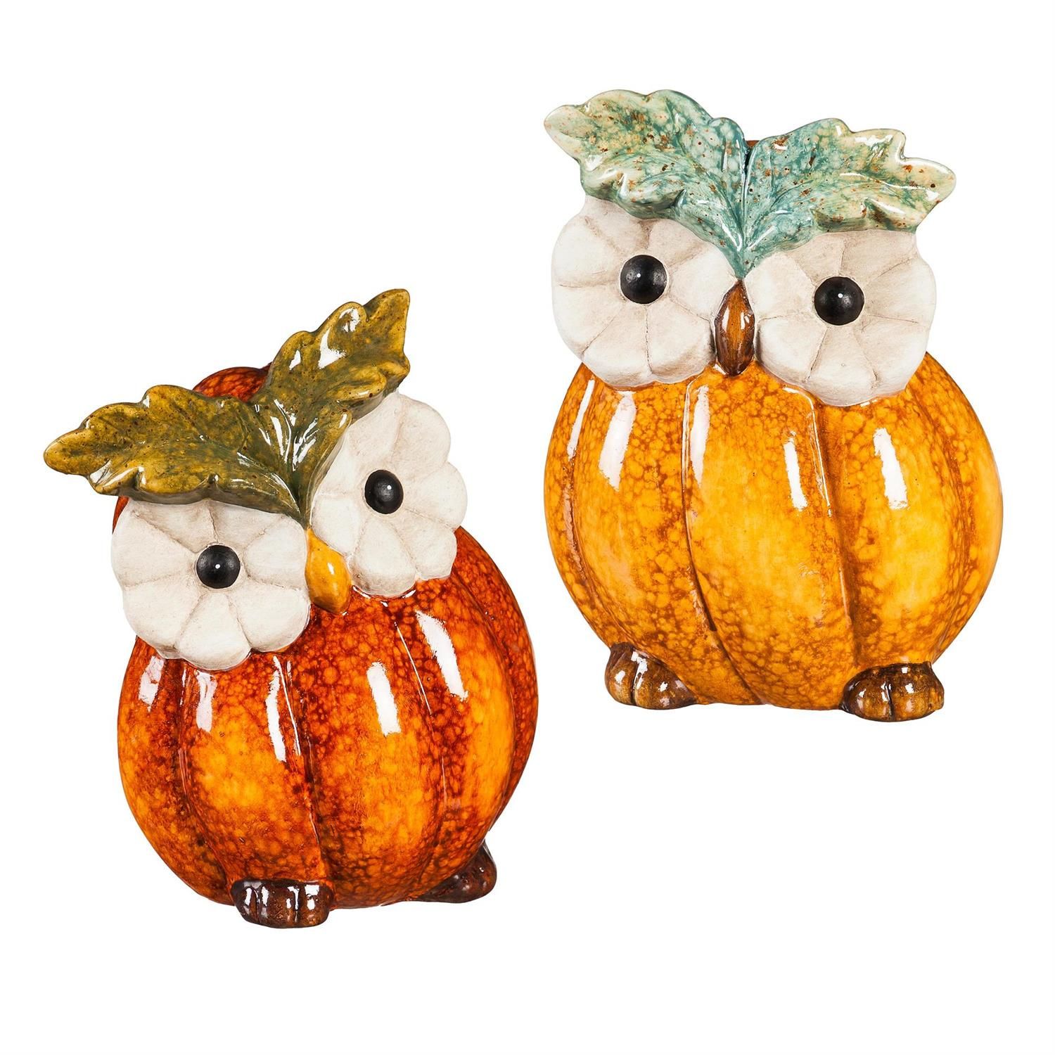 Harvest Blossom Ceramic Owl - 2 Styles - Sold Individually