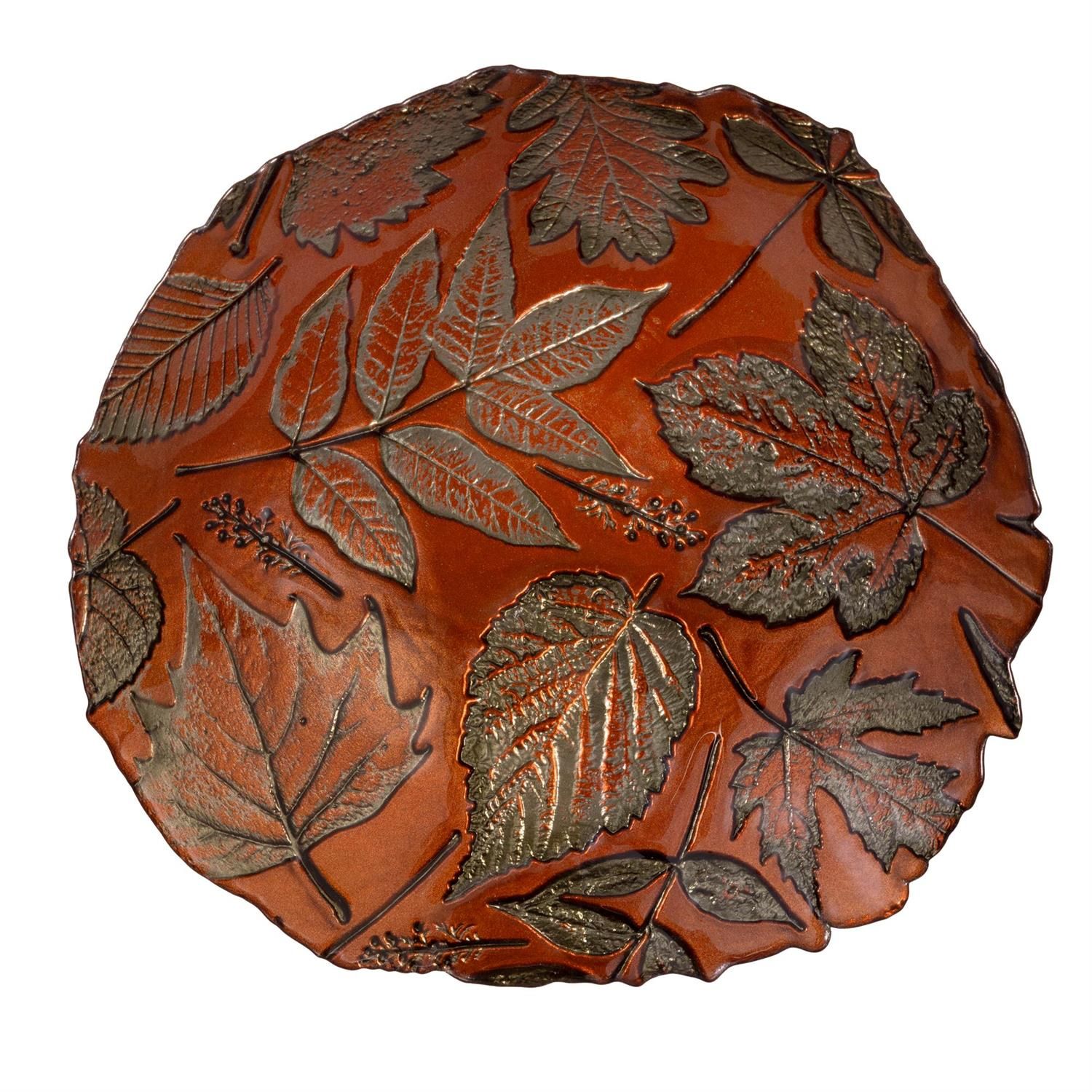 Leaves Glass Serving Bowl - 8.25" - Orange