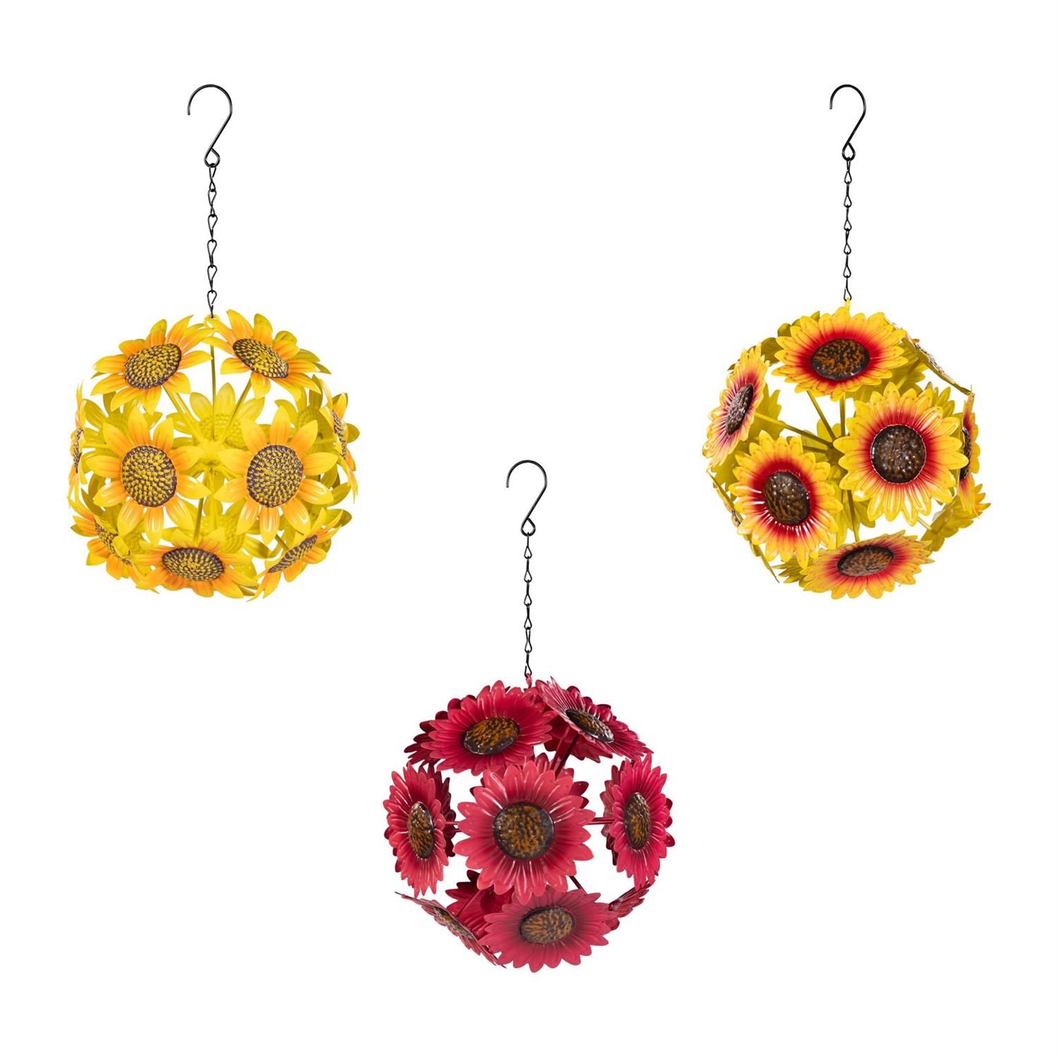 Metal Flower Outdoor Hanging Decor - 12" - 3 Styles - Sold Individually