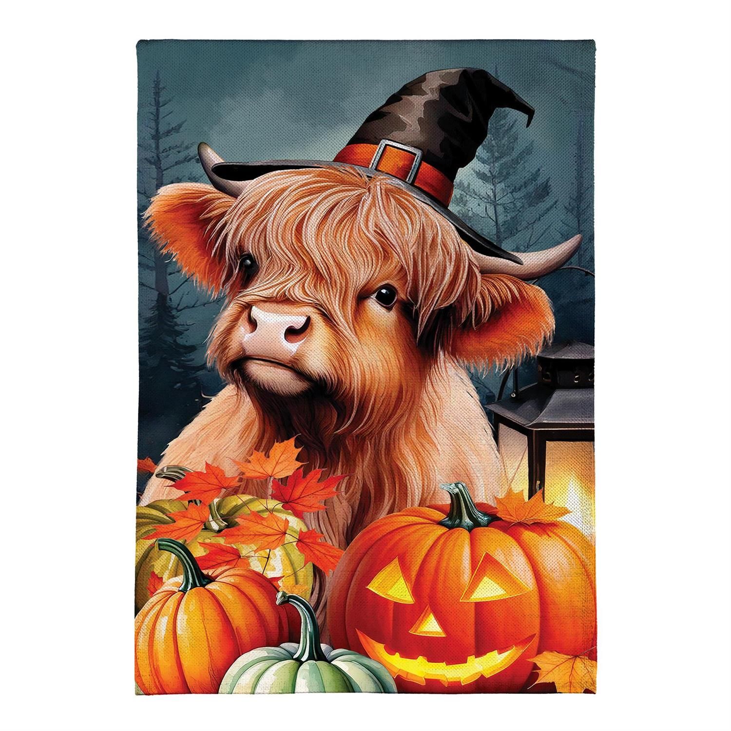 Burlap Garden Flag - Haunted Highland Cow