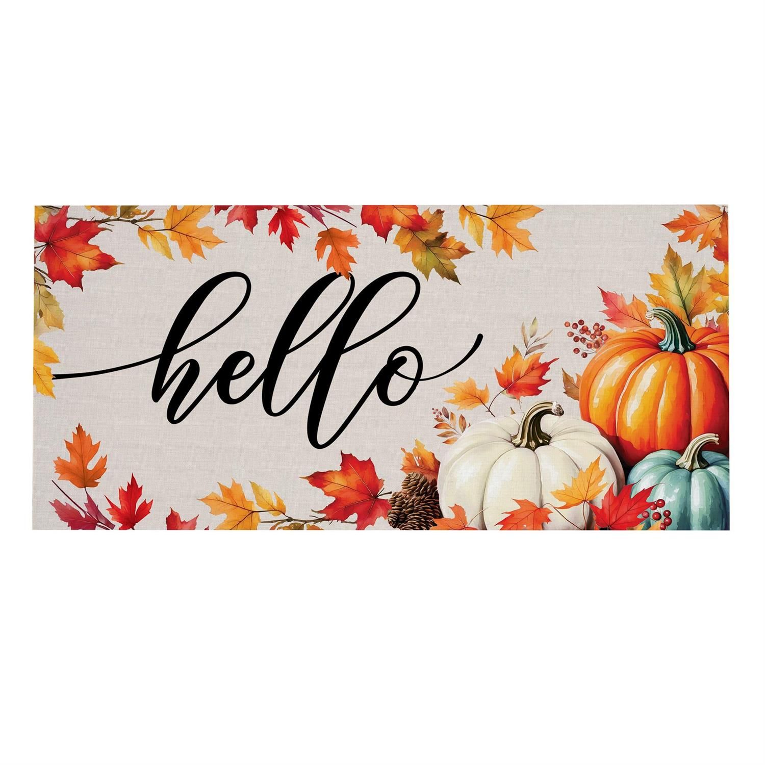 Sassafras Switch Mat - Hello Fall Pumpkin &amp; Leaves