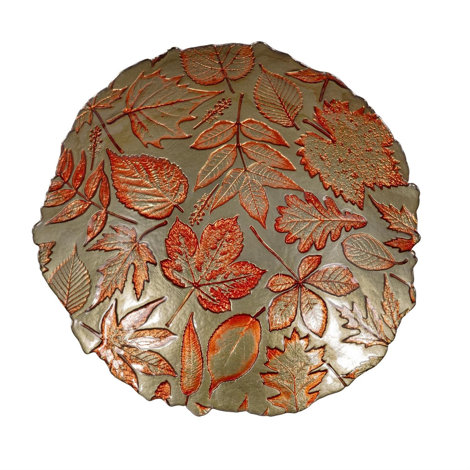 Leaves Glass Serving Bowl - 11.75" - Green