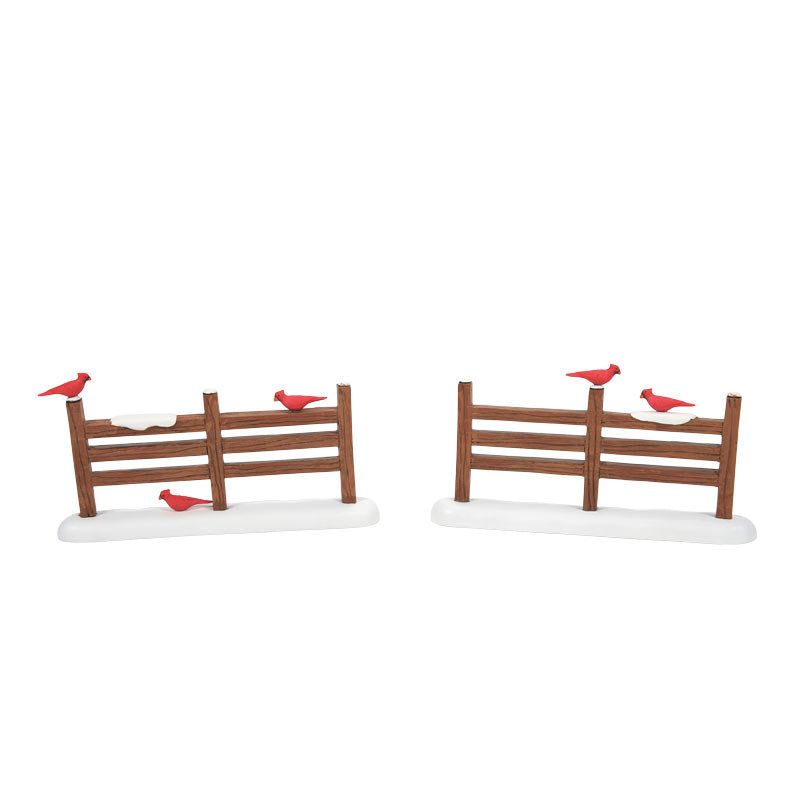 Dept. 56 Snow Village - Cardinal Christmas Fence Set of 2