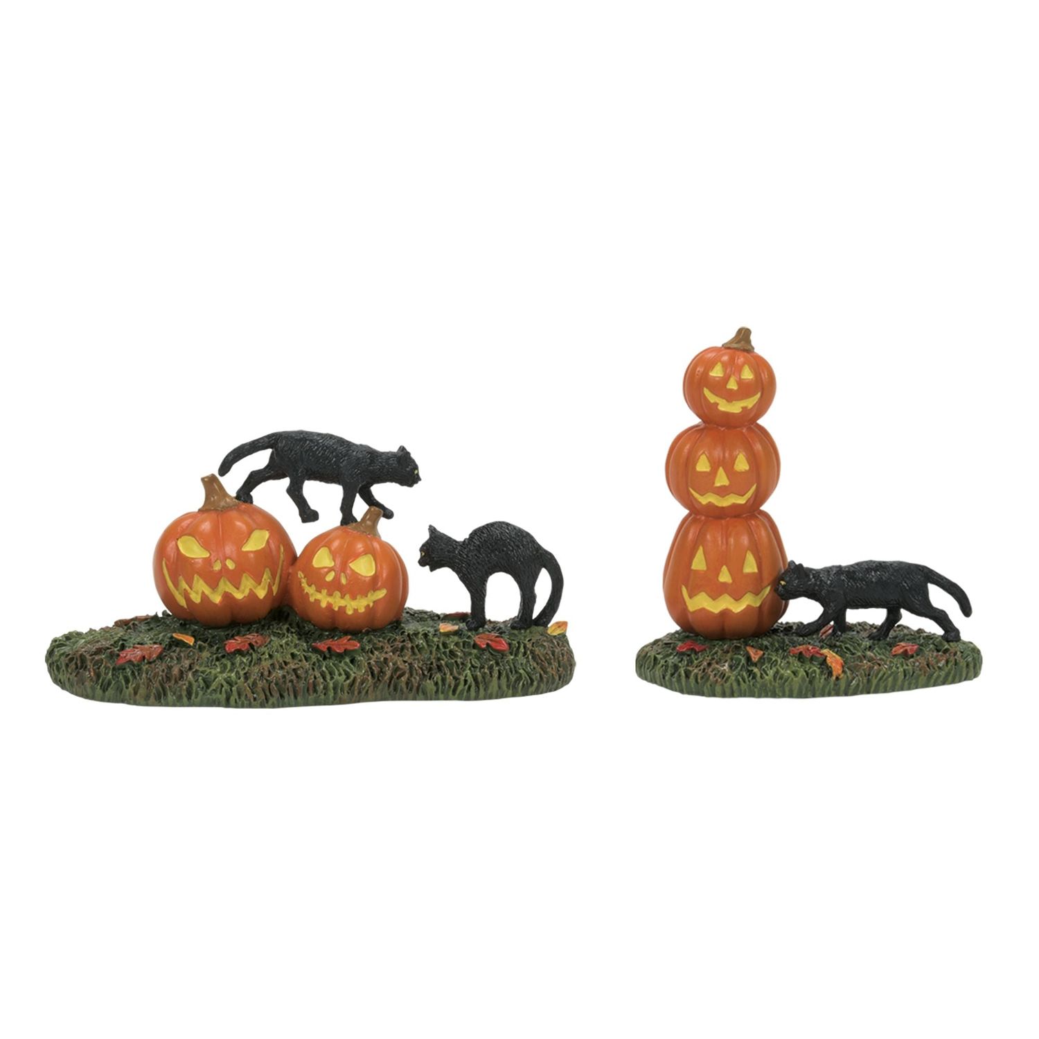 Dept. 56 Halloween Village - Scary Cats and Pumpkins Set of 2
