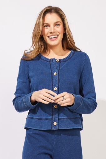Color Washed Terry Cropped Cardi