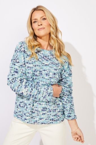 Speckled Eclipse Cozy Pullover Sweater, Colour: Harbor, Size: X-Small