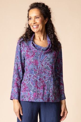 Destination Unknown Floral Drape Collar Top
