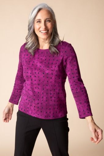 Cozy Rib Print Everyday Tee, Colour: PLUM, Season: F/26, Size: S